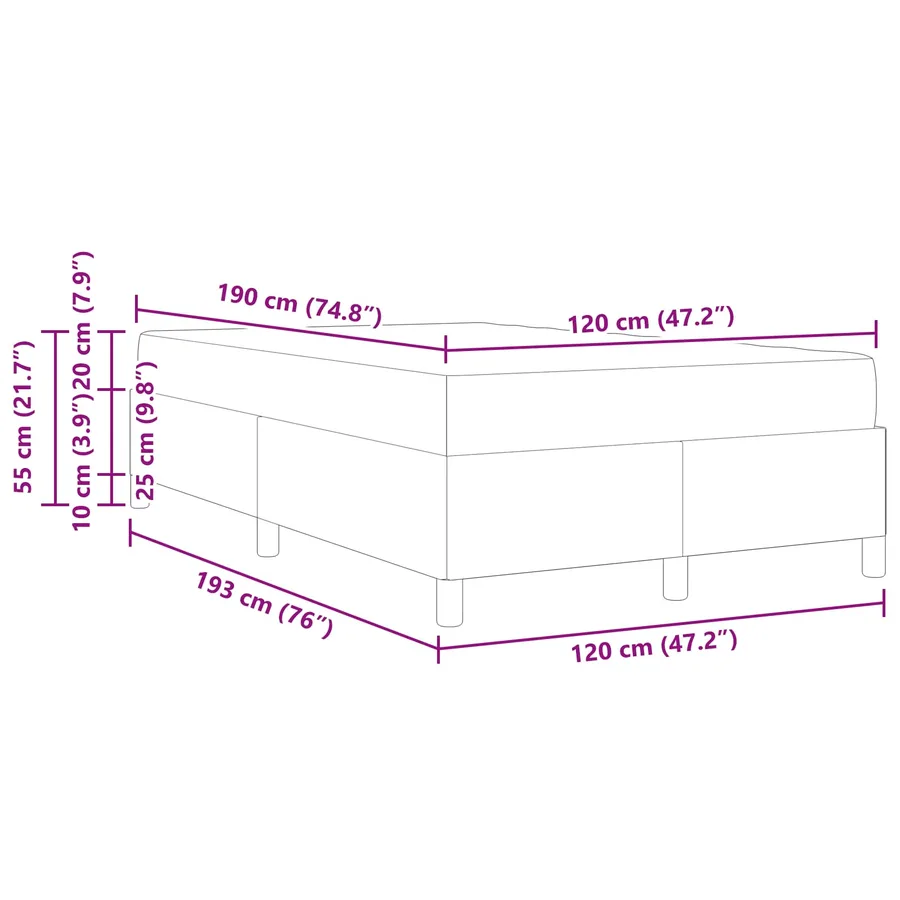 Cadre de lit avec matelas Crème 120 x 190 cm tissu - 11