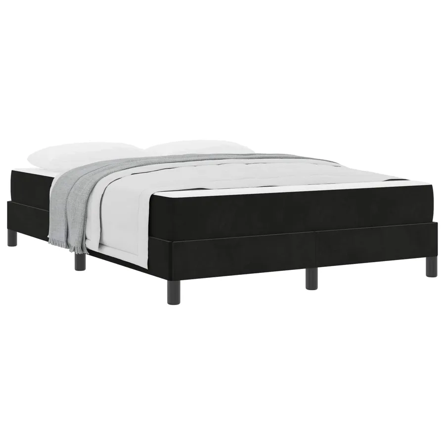Lit à ressorts avec matelas Noir 160 x 200 cm tissu - 2
