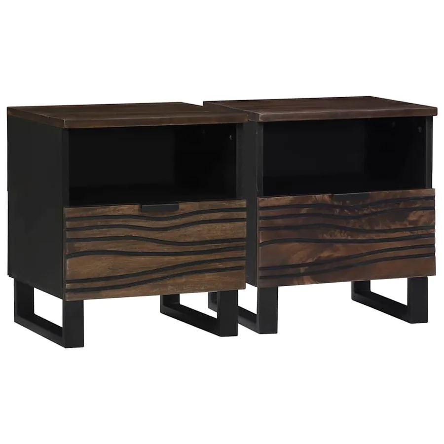 Table de chevet 2 pcs Noyer 40 x 33 x 46 cm Bois d'ingénierie