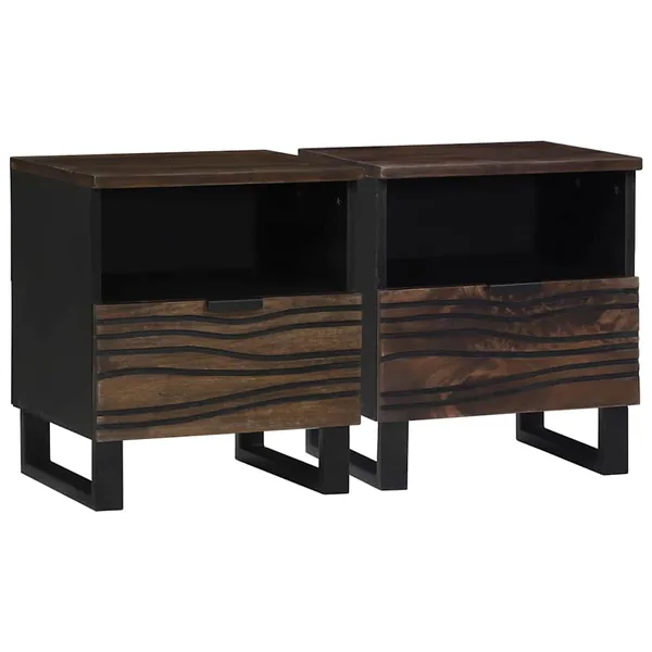 Table de chevet 2 pcs Noyer 40 x 33 x 46 cm Bois d'ingénierie