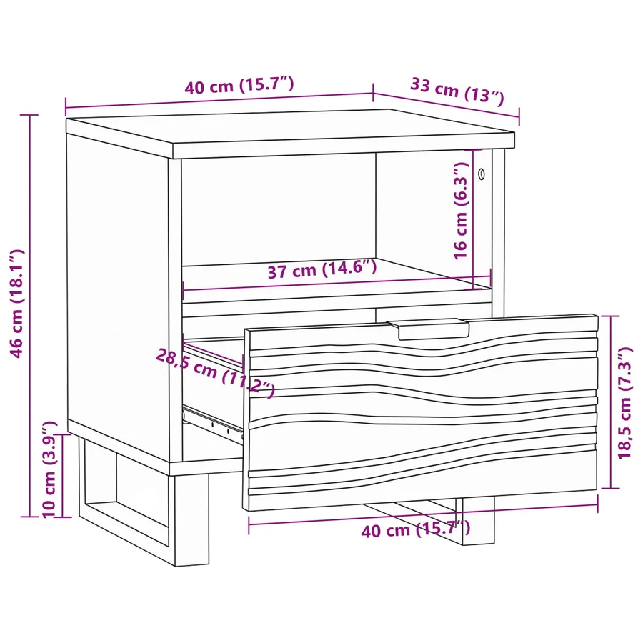 Table de chevet 2 pcs Noyer 40 x 33 x 46 cm Bois d'ingénierie - 13