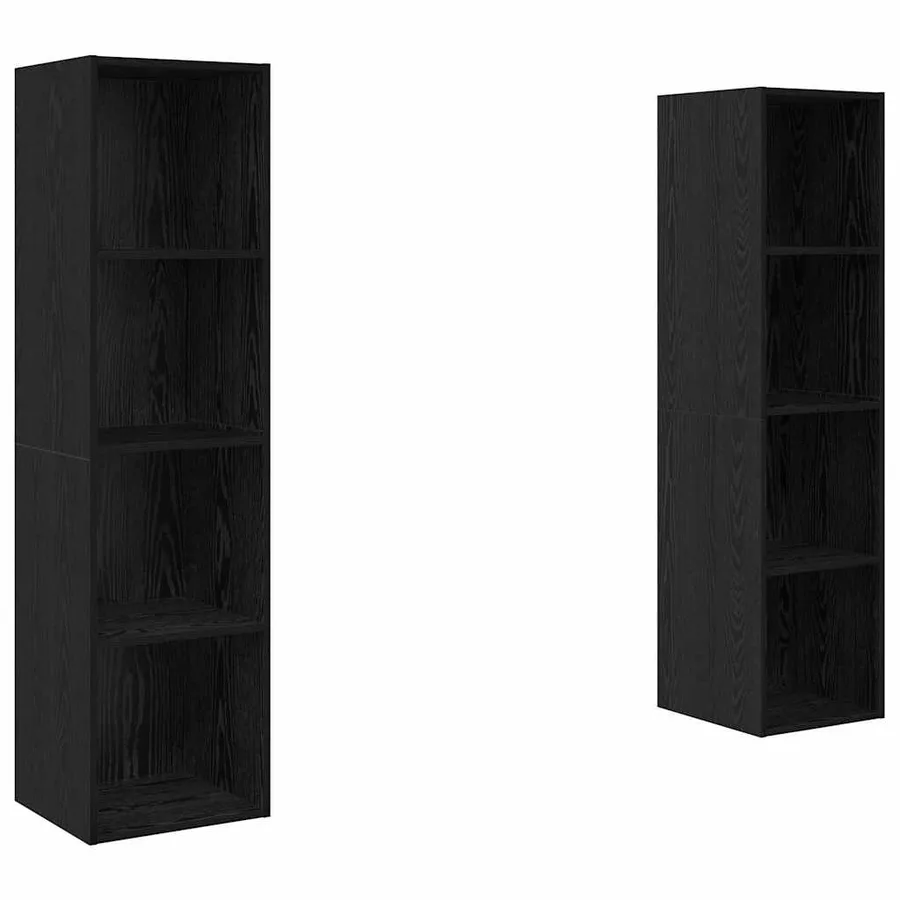 Ensemble meuble TV Montage mural 2 pcs Noir 37 x 37 x 142,5 cm - 2