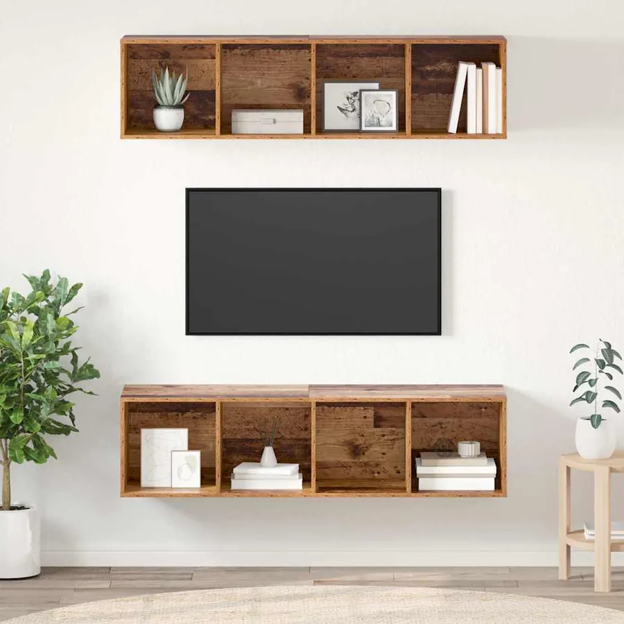 Ensemble meuble TV 2 pcs Bois Ancien 37 x 37 x 142,5 cm