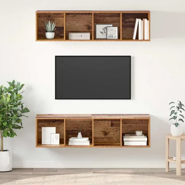 Ensemble meuble TV 2 pcs Bois Ancien 37 x 37 x 142,5 cm