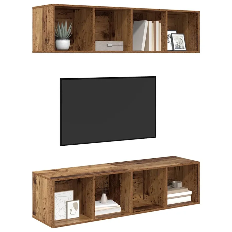 Ensemble meuble TV 2 pcs Bois Ancien 37 x 37 x 142,5 cm - 3