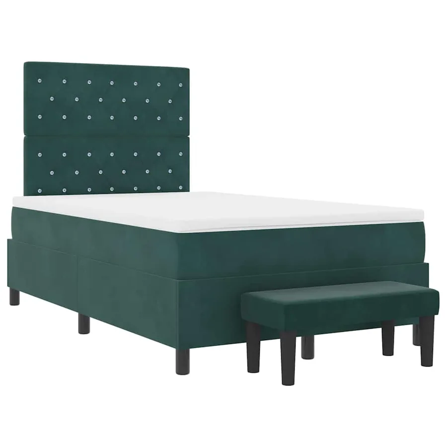Lit à ressorts avec tête de lit Vert foncé 200 x 120 cm Velours - 7