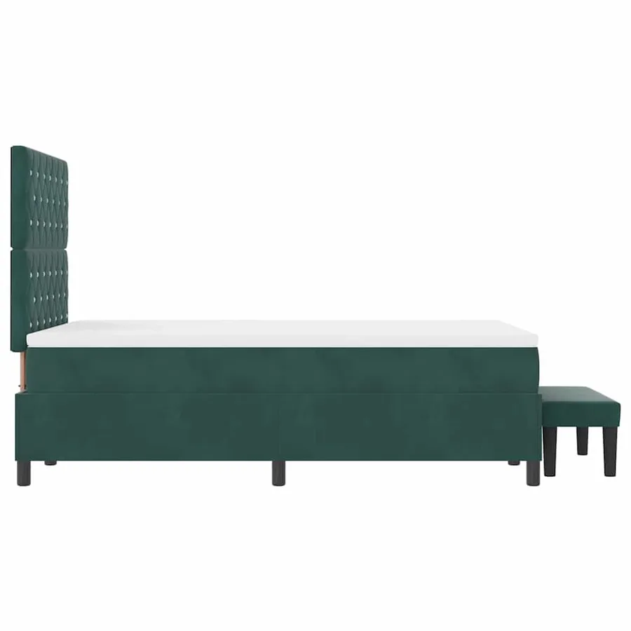 Lit à ressorts avec tête de lit Vert foncé 200 x 120 cm Velours - 9