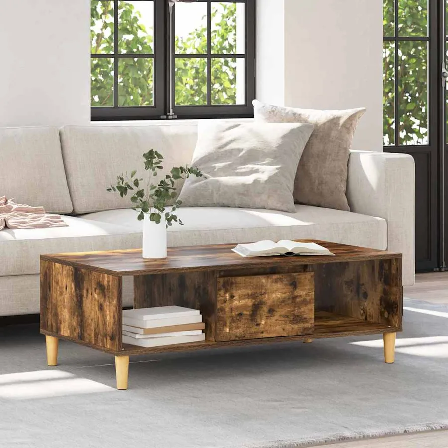 Table basse Chêne fumé 102 x 55 x 35 cm Bois d'ingénierie - 4