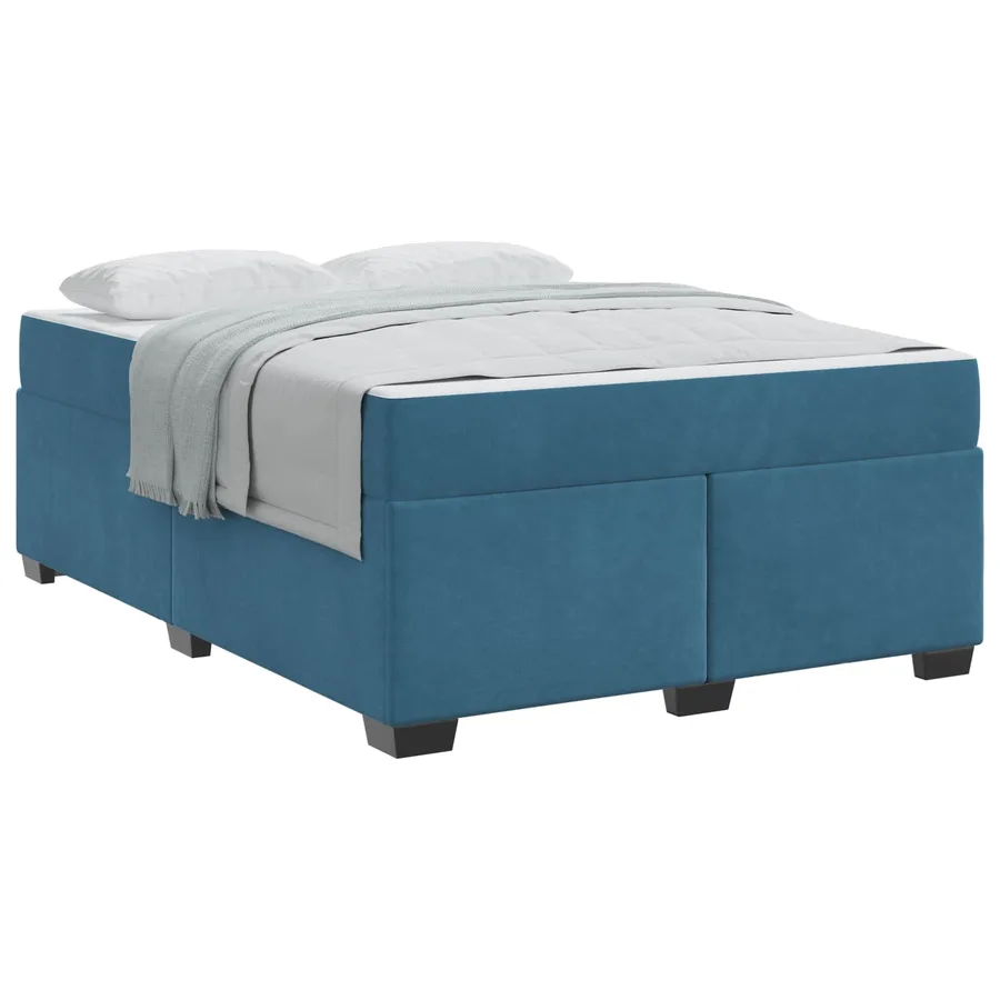 Cadre de lit avec matelas Bleu foncé 140 x 200 cm tissu - 2