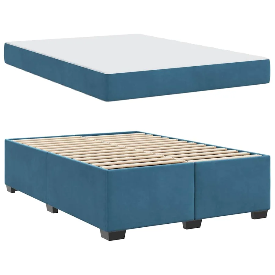 Cadre de lit avec matelas Bleu foncé 140 x 200 cm tissu - 4