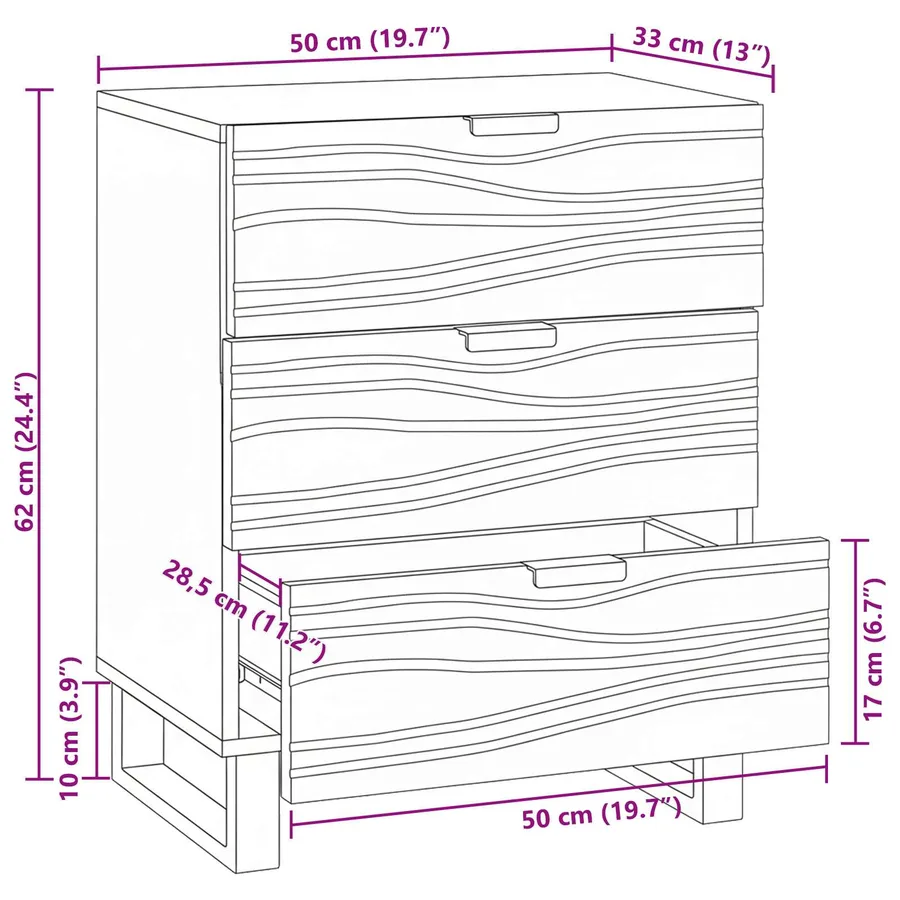 Table de chevet Noyer 50 x 33 x 62 cm Bois d'ingénierie - 11