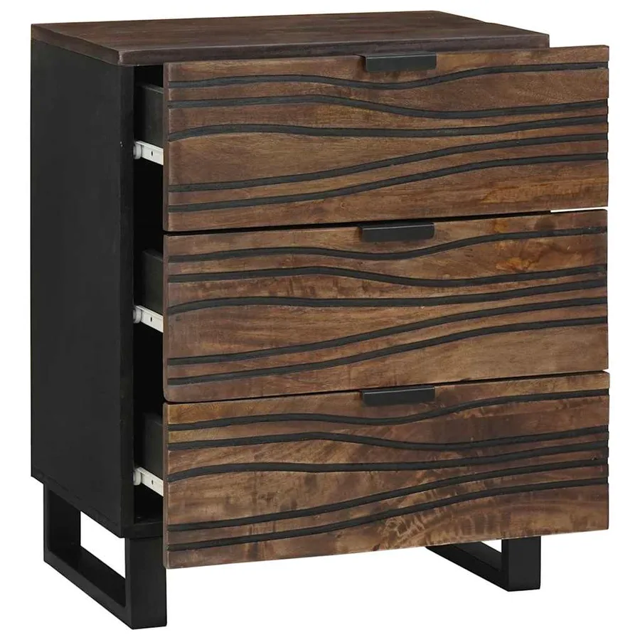 Table de chevet Noyer 50 x 33 x 62 cm Bois d'ingénierie - 2