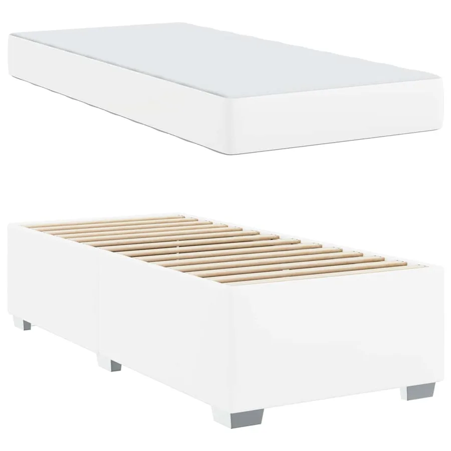 Cadre de lit avec matelas Blanc 80 x 200 cm tissu - 4