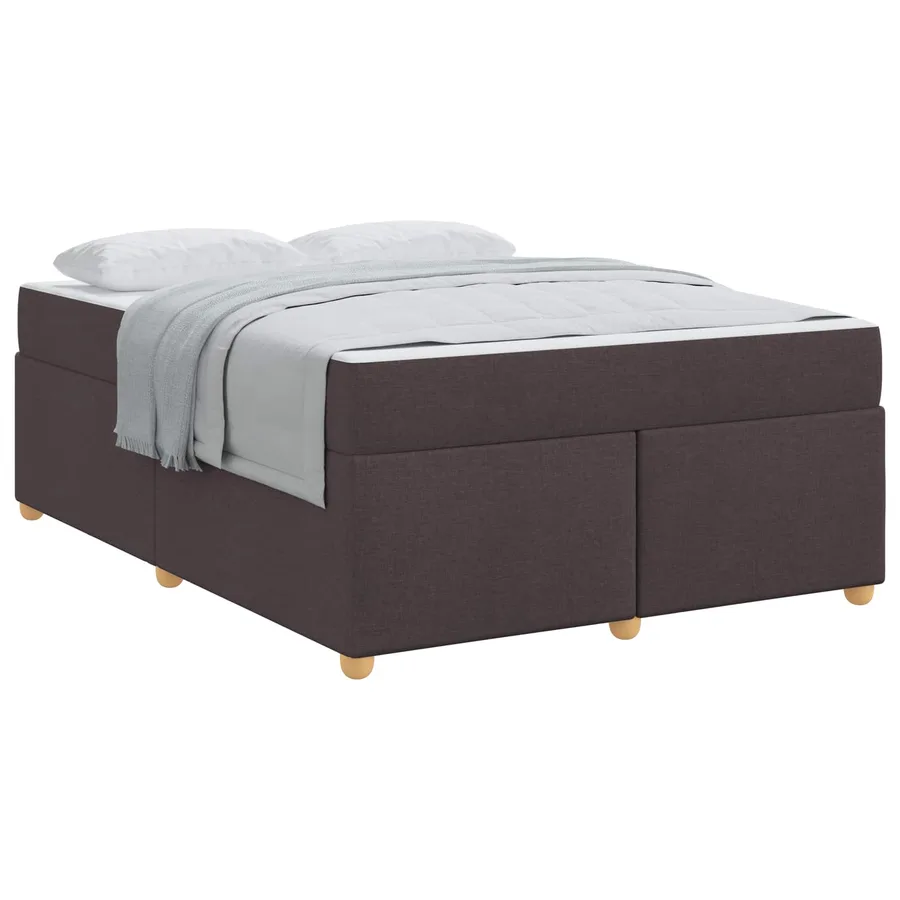 Cadre de lit avec matelas Marron foncé 160 x 200 cm tissu - 2