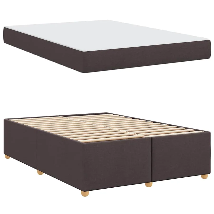 Cadre de lit avec matelas Marron foncé 160 x 200 cm tissu - 4