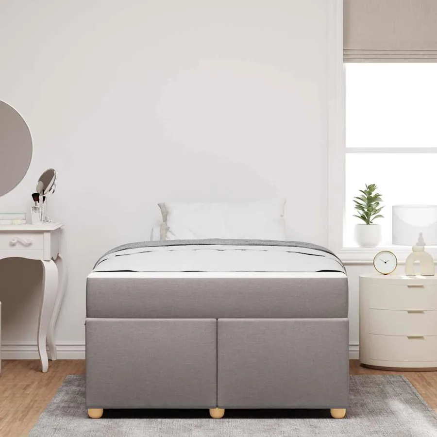 Cadre de lit avec matelas Taupe 120 x 200 cm tissu - 3