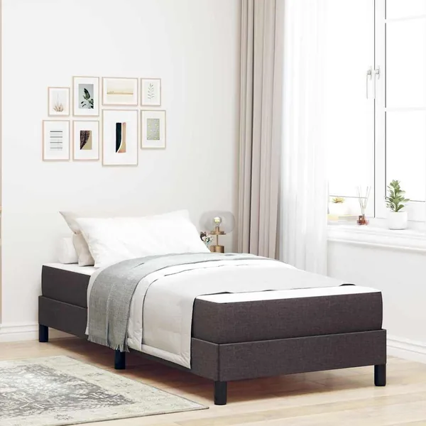 Lit à ressorts avec matelas Marron foncé 80 x 200 cm tissu