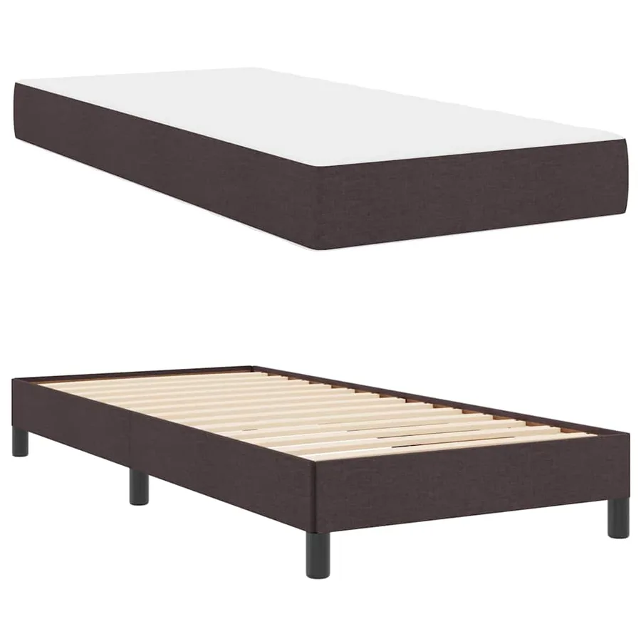 Lit à ressorts avec matelas Marron foncé 80 x 200 cm tissu - 6