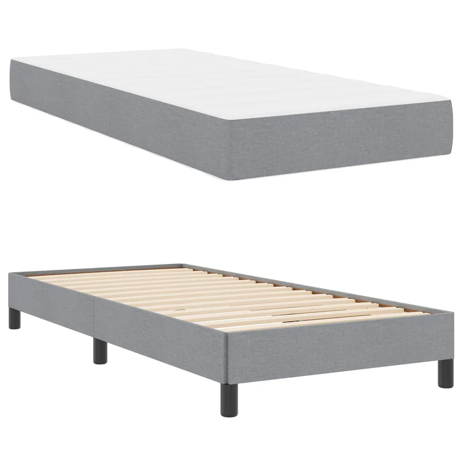 Lit à ressorts avec matelas Gris clair 90 x 190 cm tissu - 6