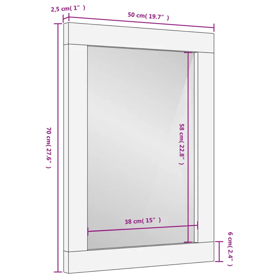 Miroir de bain noir 50x70x2,5 cm bois manguier massif et verre - 10