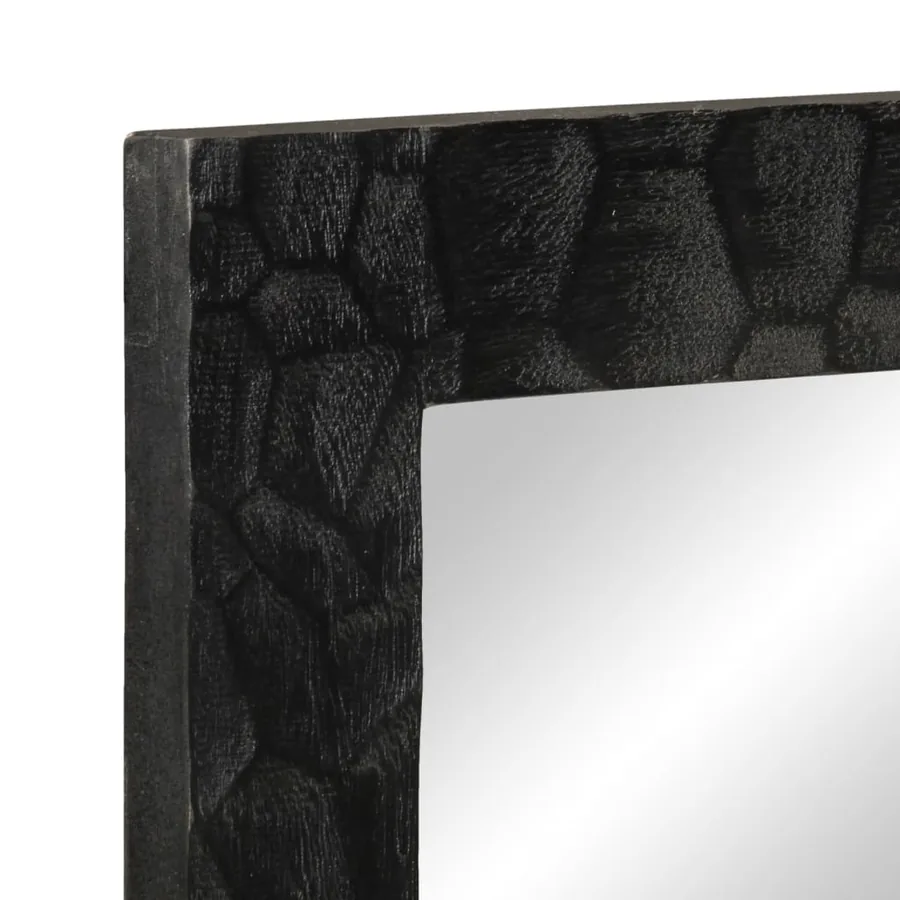 Miroir de bain noir 50x70x2,5 cm bois manguier massif et verre - 5