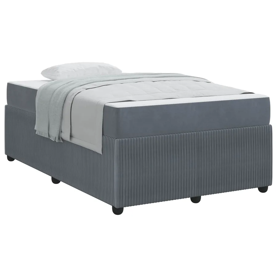 Cadre de lit avec matelas Gris foncé 120 x 190 cm tissu - 2