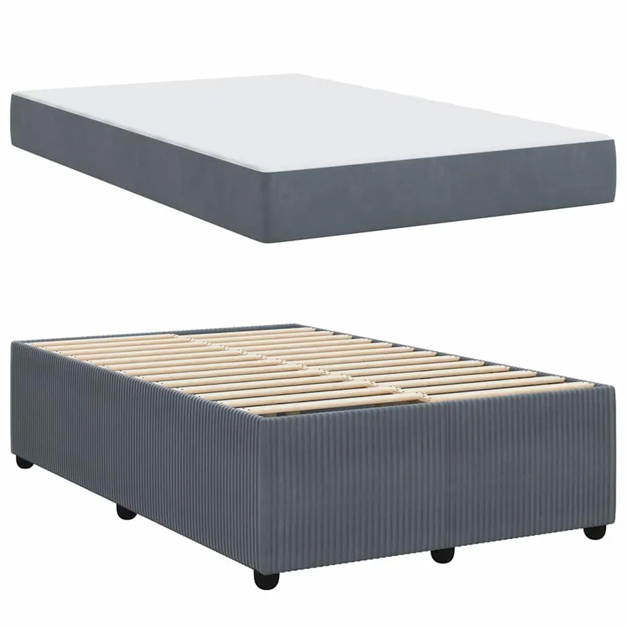 Cadre de lit avec matelas Gris foncé 120 x 190 cm tissu - 4