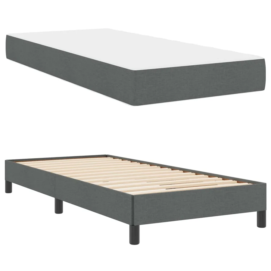 Lit à ressorts avec matelas Gris foncé 80 x 200 cm tissu - 5
