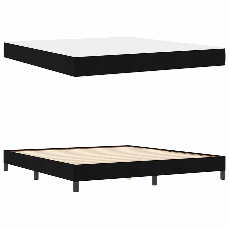 Lit à ressorts avec matelas Noir 180 x 200 cm tissu - 6