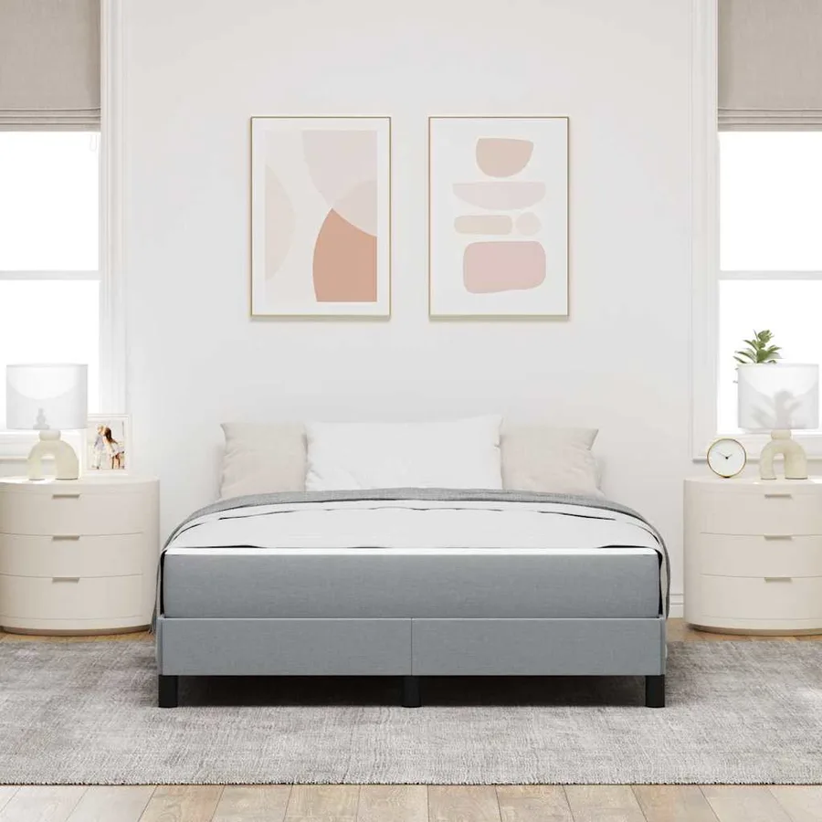 Lit à ressorts avec matelas Gris clair 160 x 200 cm tissu - 3