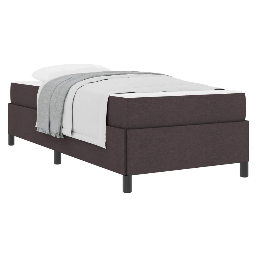 Lit à ressorts Marron foncé 80 x 200 cm tissu - 2