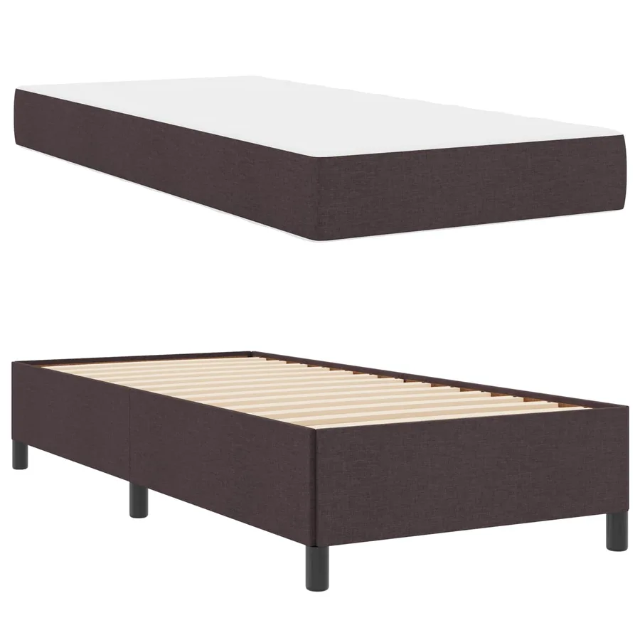 Lit à ressorts Marron foncé 80 x 200 cm tissu - 4