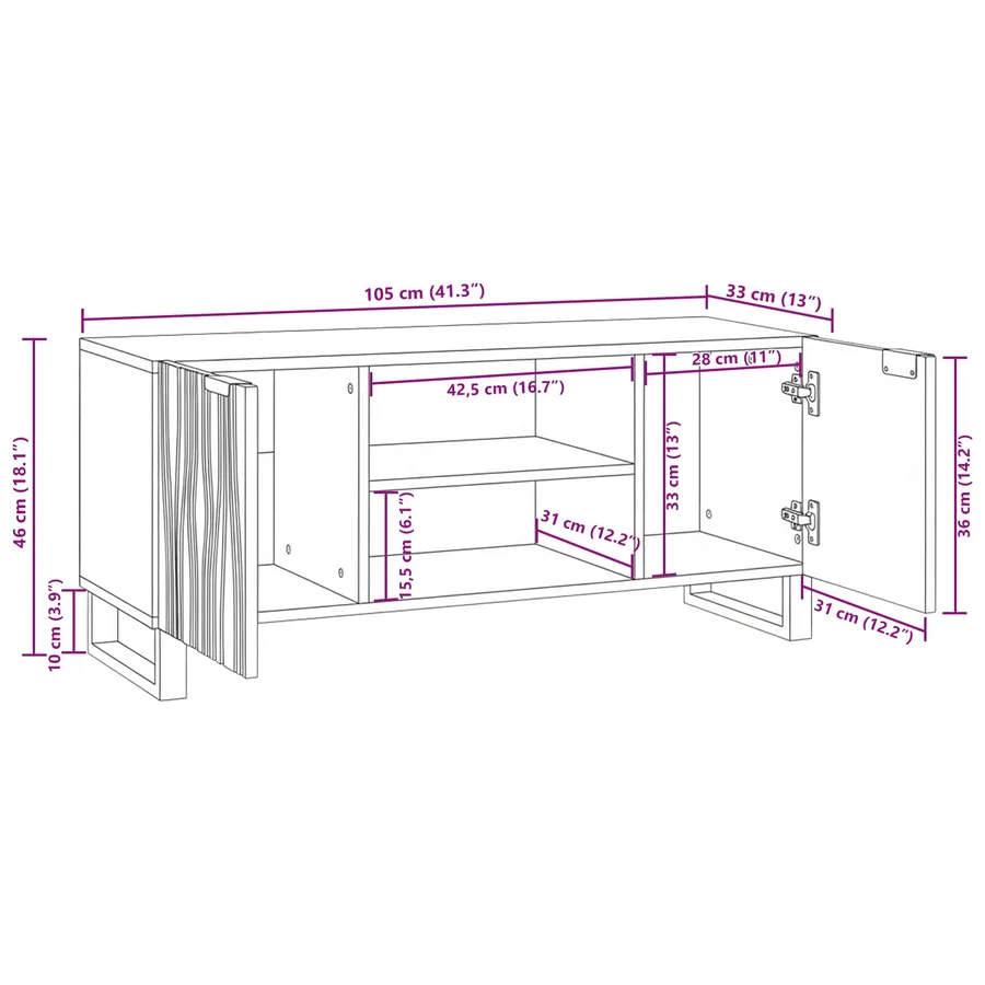 Unites TV Noyer 105 x 33 x 46 cm Bois d'ingénierie - 11