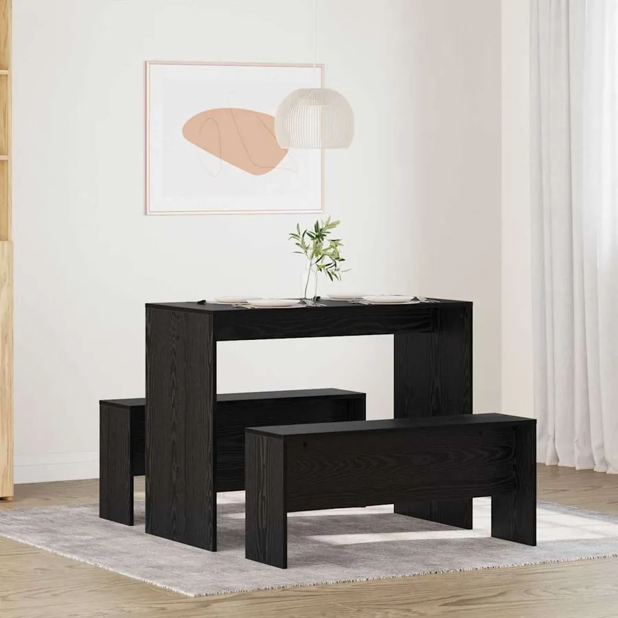 Ensemble de salle à manger 2 pcs Chêne noir Bois d'ingénierie