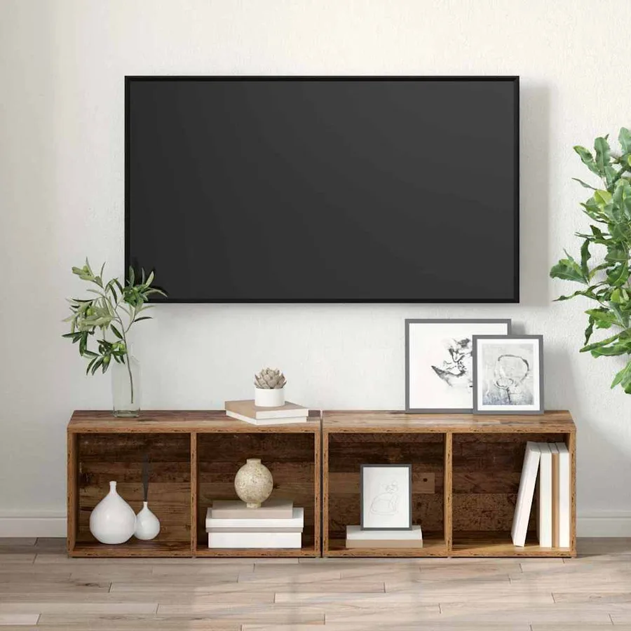 Ensemble meuble TV 2 pcs Bois Ancien 37 x 35 x 72 cm - 4