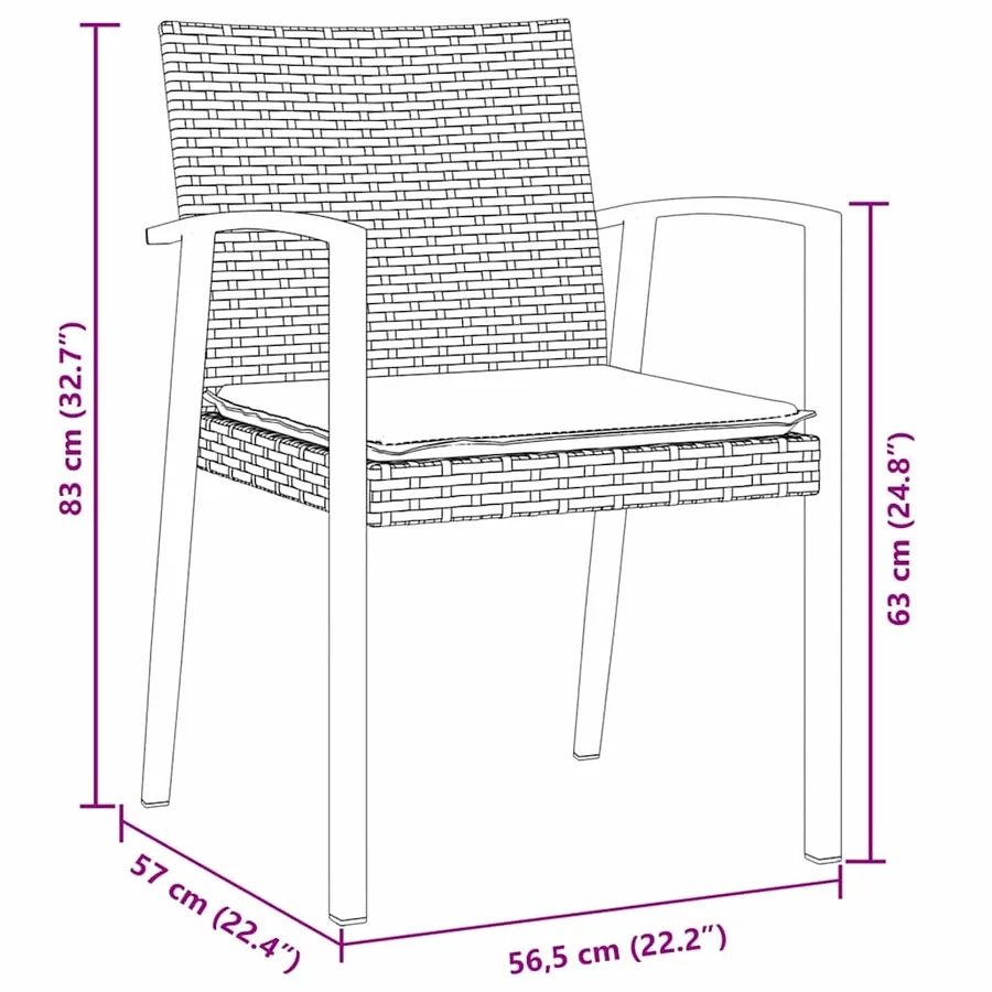 Ensemble de salle à manger pour jardin 5 pcs Noir et gris - 8