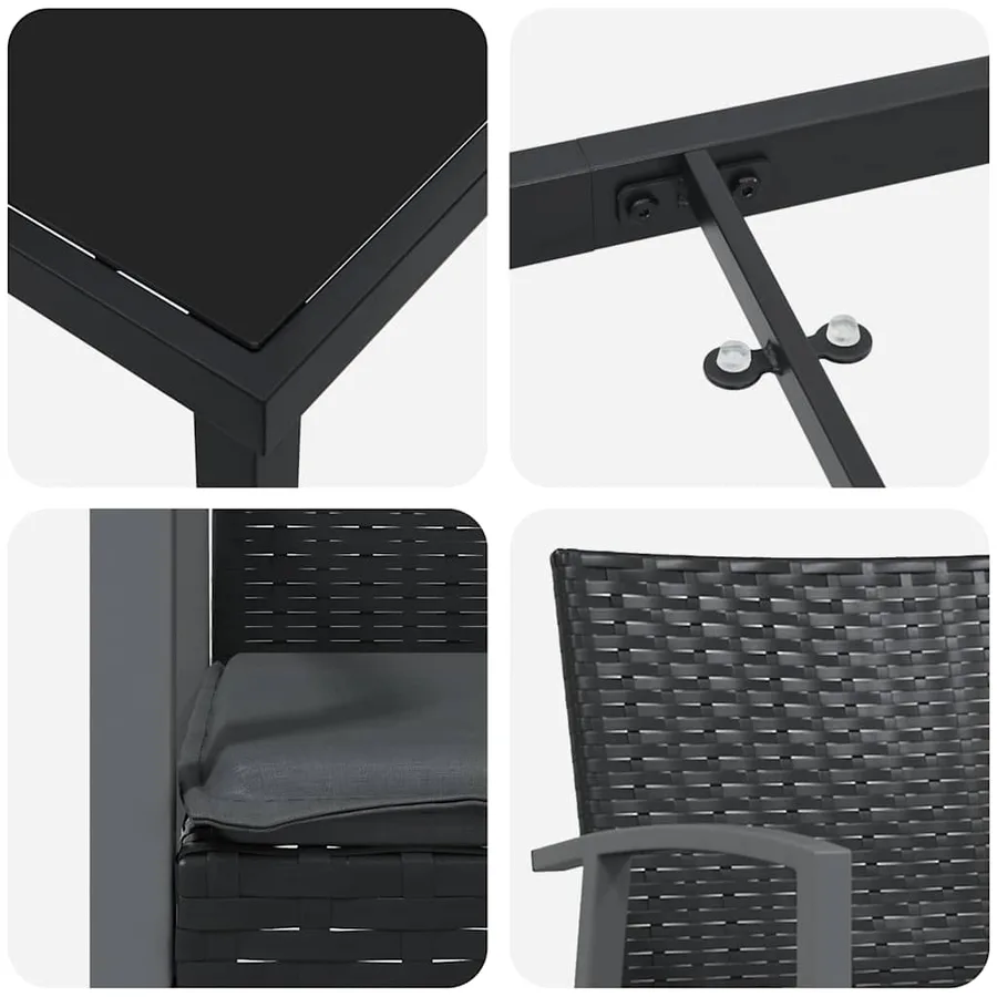 Ensemble de salle à manger pour jardin 5 pcs Noir et gris - 9