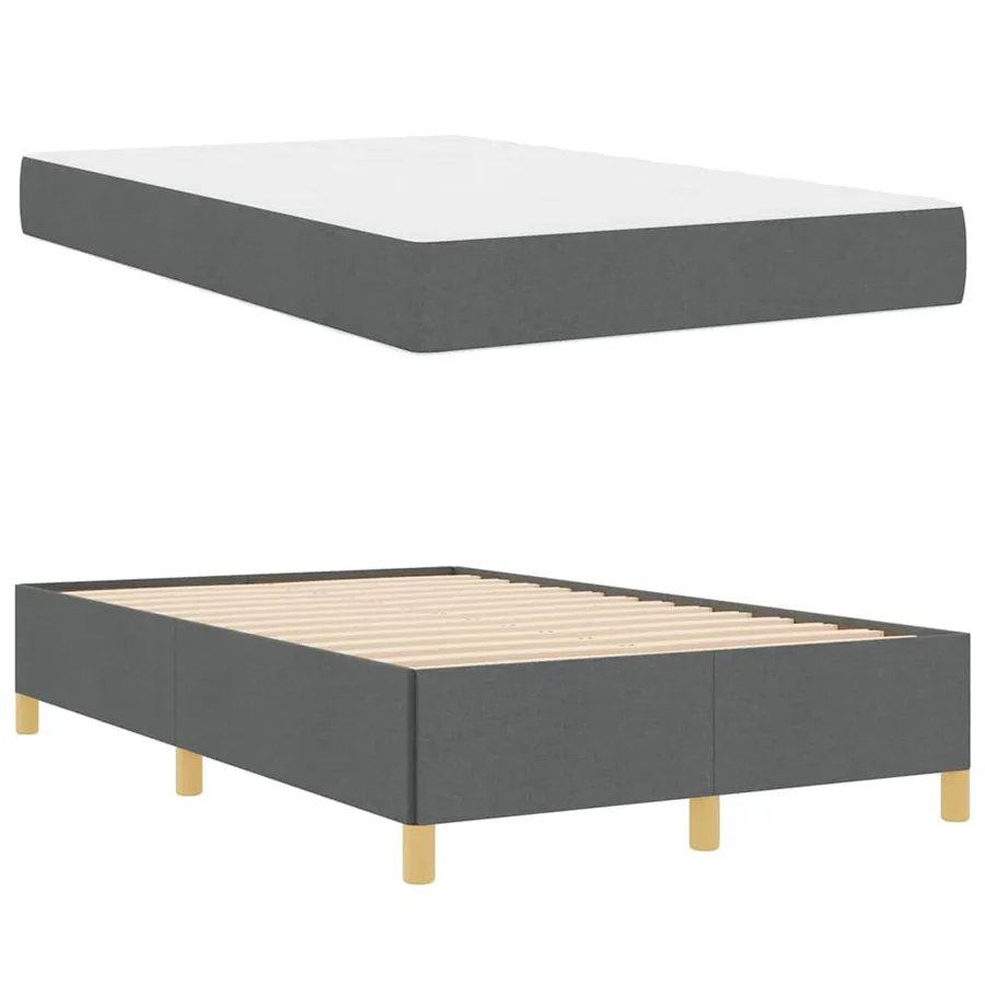 Cadre de lit avec matelas Gris foncé 120 x 190 cm tissu - 4