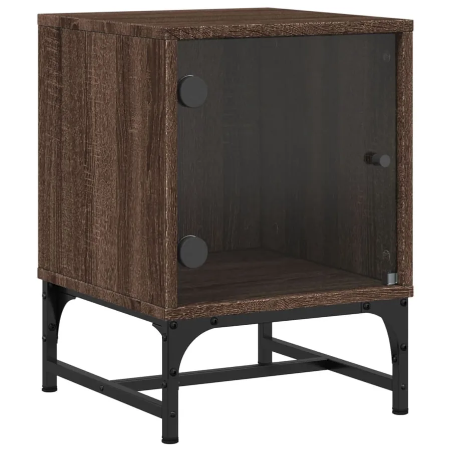 Tables de chevet et portes vitrées 2pcs chêne marron 35x37x50cm - 4