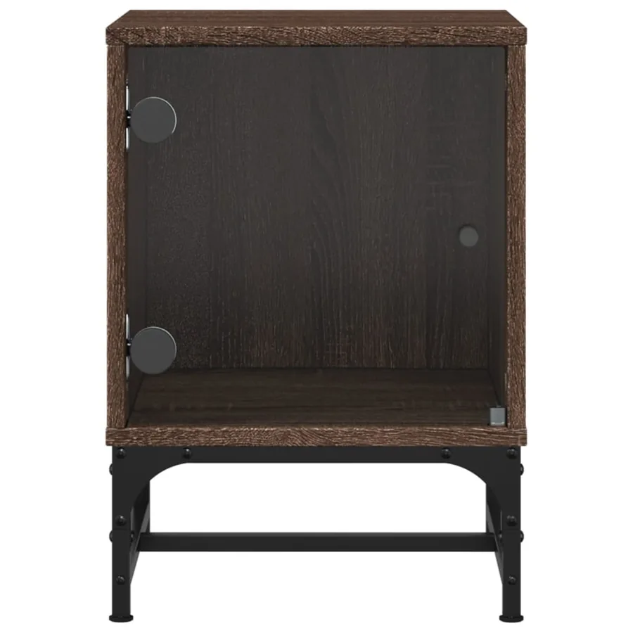 Tables de chevet et portes vitrées 2pcs chêne marron 35x37x50cm - 7