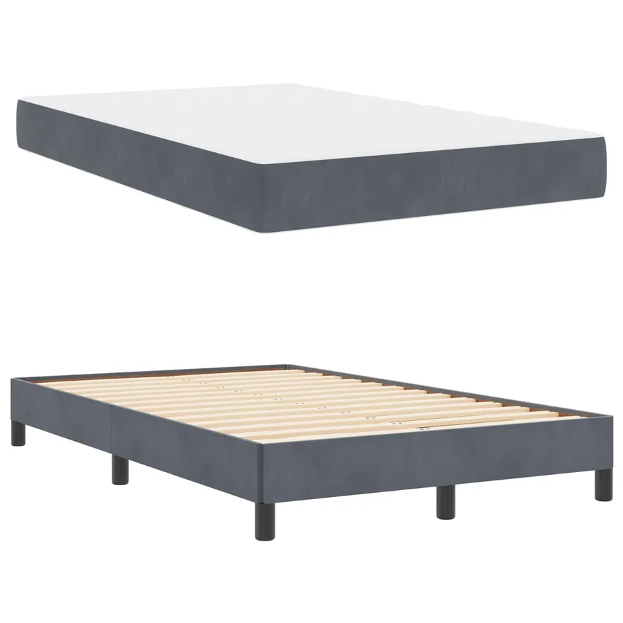 Lit à ressorts avec matelas Gris foncé 120 x 190 cm tissu - 5