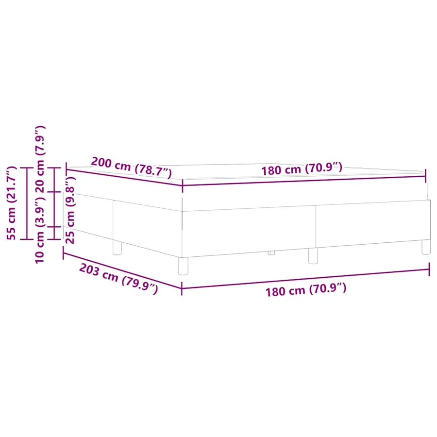 Cadre de lit avec matelas Gris 180 x 200 cm tissu - 13