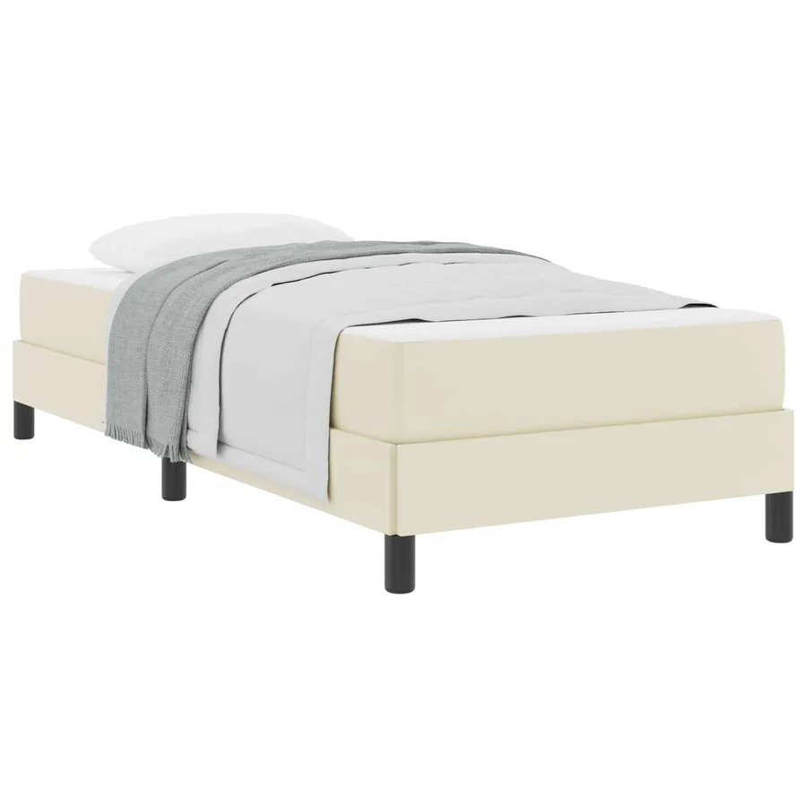 Cadre de lit avec matelas Crème 90 x 200 cm tissu - 2