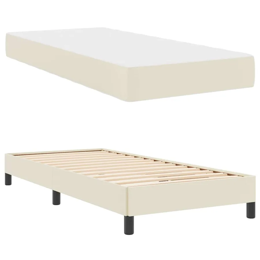 Cadre de lit avec matelas Crème 90 x 200 cm tissu - 6