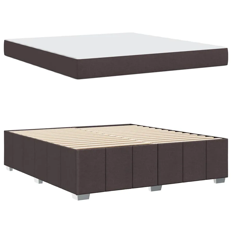 Cadre de lit avec matelas Marron foncé 180 x 200 cm tissu - 6