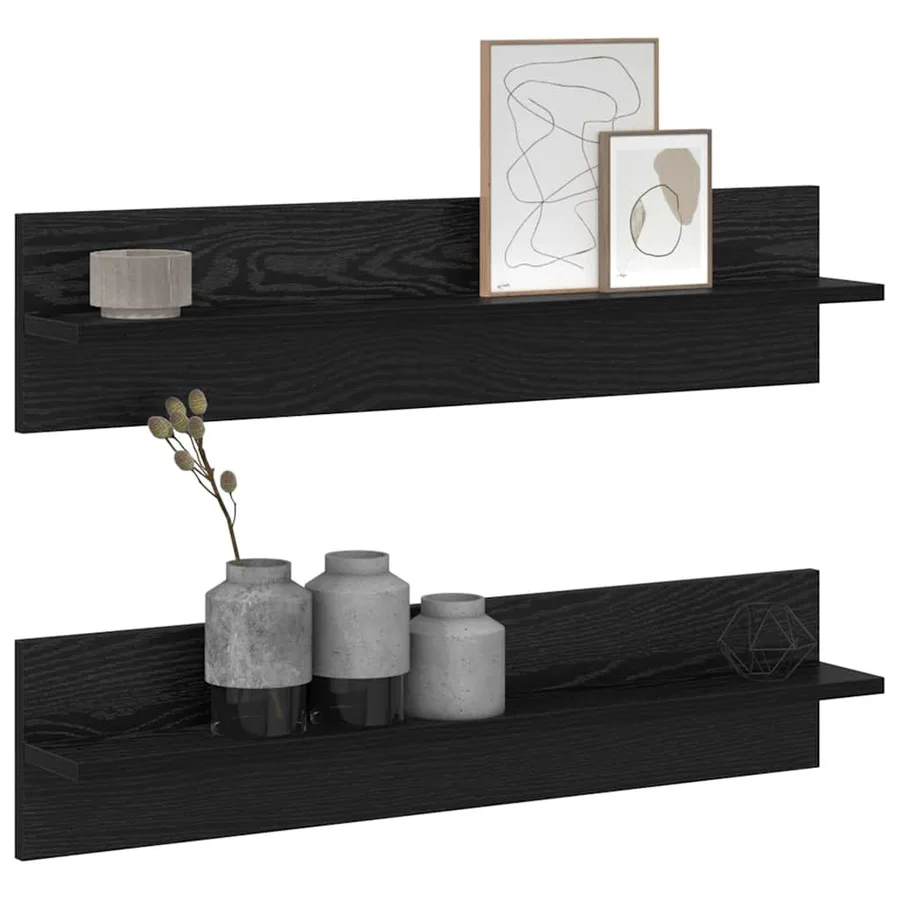 Étagère Murale avec étagère 2 pcs Chêne noir 80 x 11,5 x 18 cm - 3