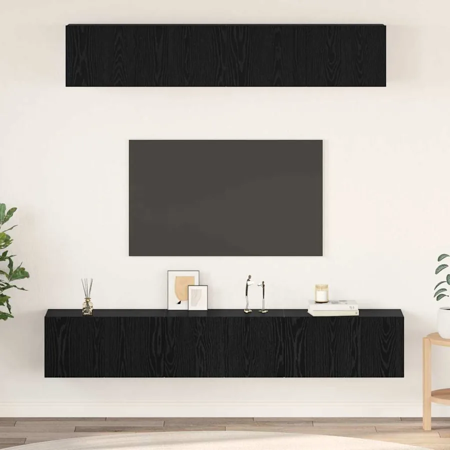 Ensemble meuble TV 5 pcs Chêne noir Bois d'ingénierie