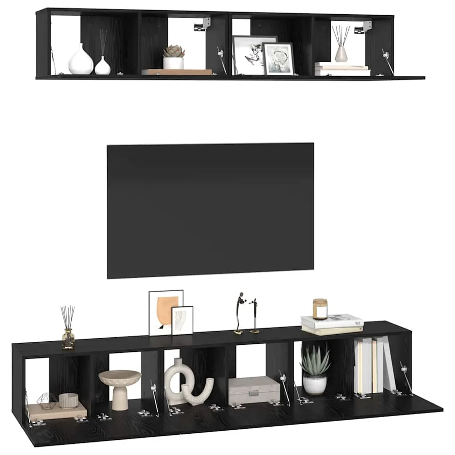 Ensemble meuble TV 5 pcs Chêne noir Bois d'ingénierie - 3