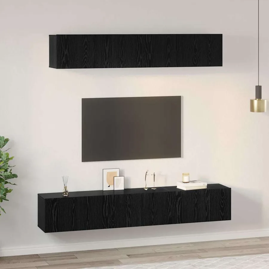Ensemble meuble TV 5 pcs Chêne noir Bois d'ingénierie - 4