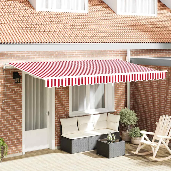 Auvent Rétractable Rouge 400 x 200 cm tissu